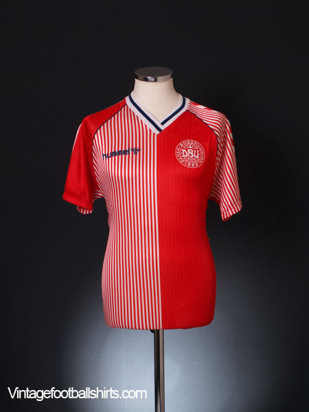 1986 Denmark Home Shirt L Football Shirt