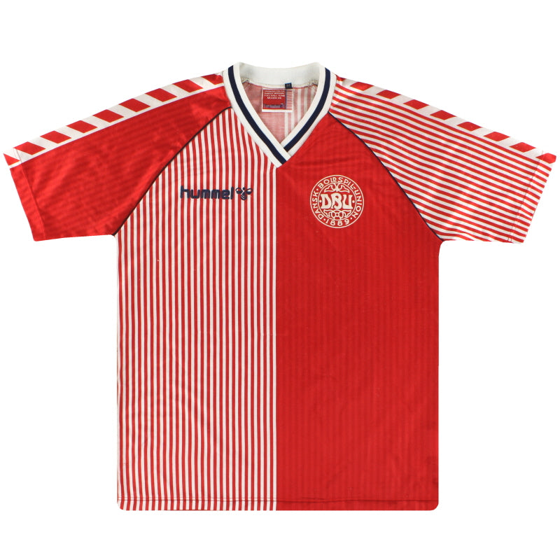 1986 Denmark Hummel Home Shirt M Football Shirt