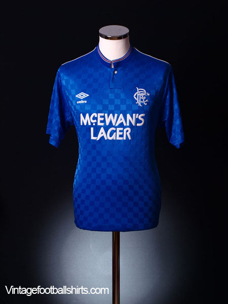 1987-90 Rangers Home Shirt L Football Shirt