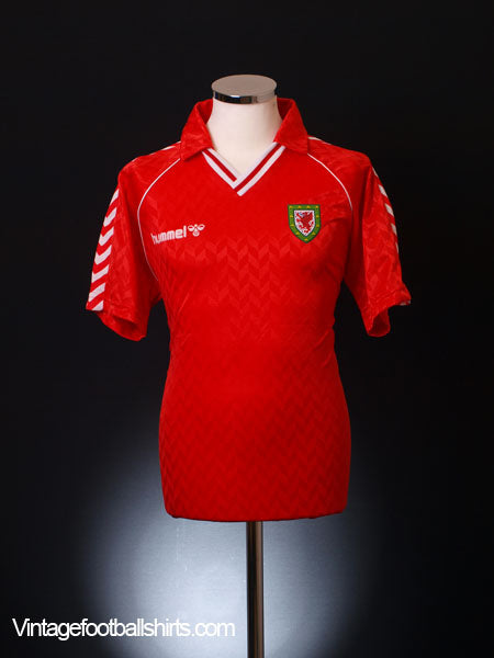 1987-90 Wales Home Shirt L Football Shirt