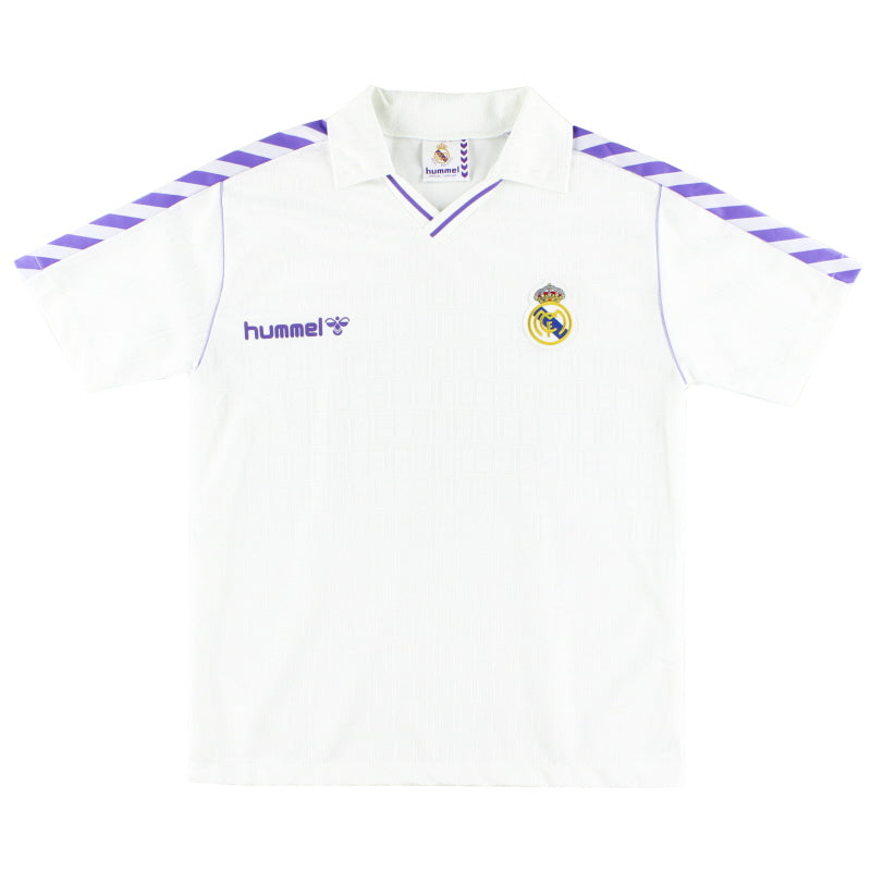 1989-90 Real Madrid Home Shirt *Mint* L Football Shirt