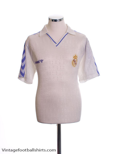 1989-90 Real Madrid Home Shirt L Football Shirt