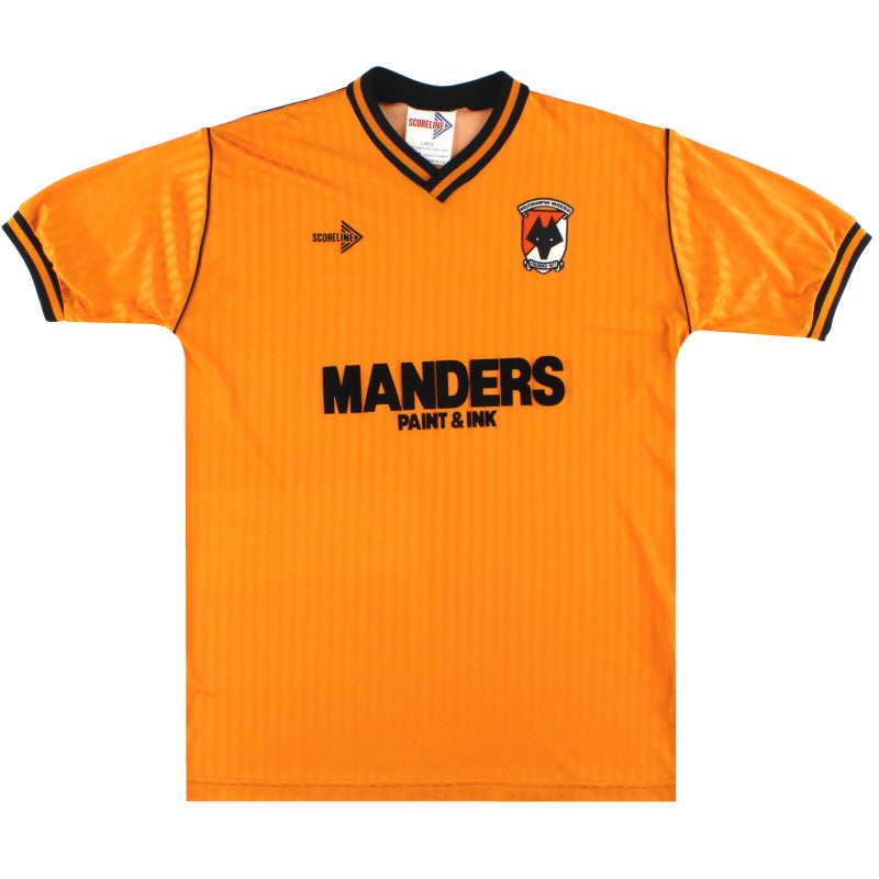1989-90 Wolves Scoreline Home Shirt *Mint* L Football Shirt