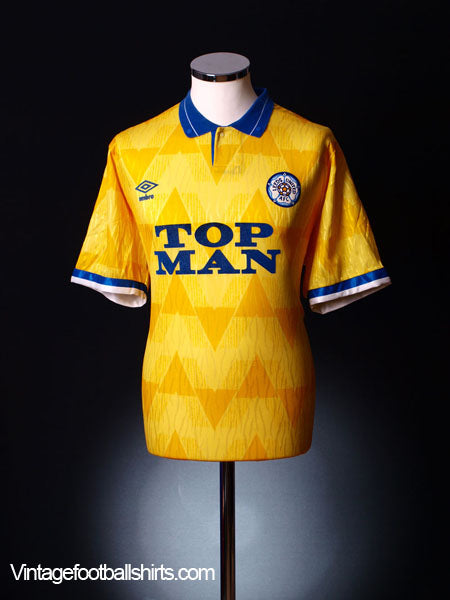 1989-91 Leeds Away Shirt L Football Shirt