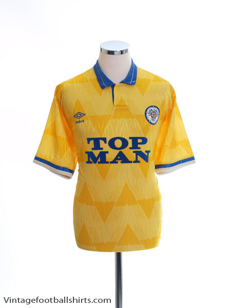 1989-91 Leeds Away Shirt L Football Shirt