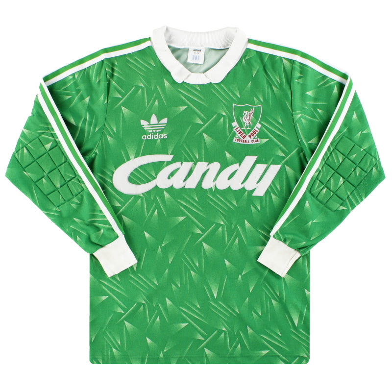 1989-91 Liverpool adidas Goalkeeper Shirt #1 *Mint* M Football Shirt