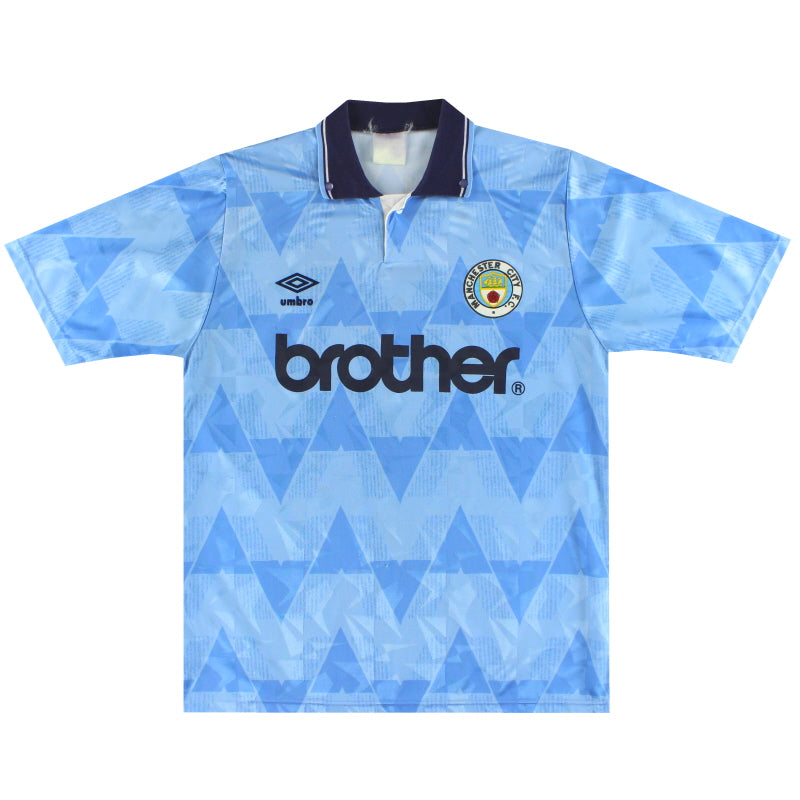 1989-91 Manchester City Umbro Home Shirt M Football Shirt