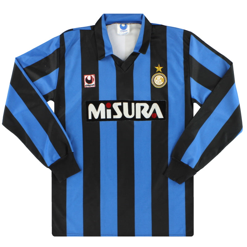 1990-91 Inter Milan uhlsport Home Shirt L/S M Football Shirt