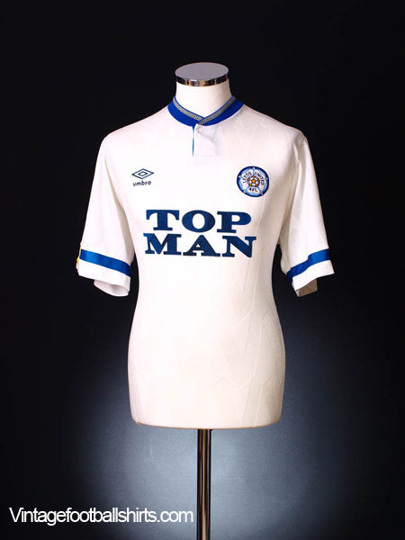 1990-91 Leeds Home Shirt L Football Shirt