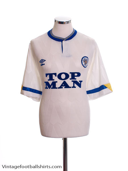 1990-91 Leeds Home Shirt L Football Shirt