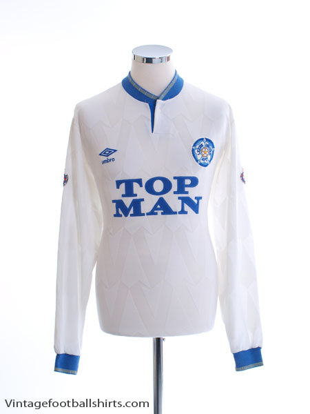 1990-91 Leeds Match Issue Home Shirt #5 L/S L Football Shirt