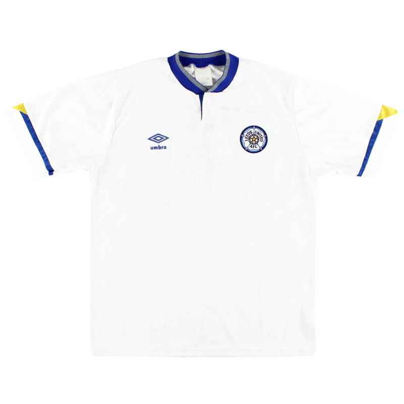 1990-91 Leeds Umbro Home Shirt L Football Shirt