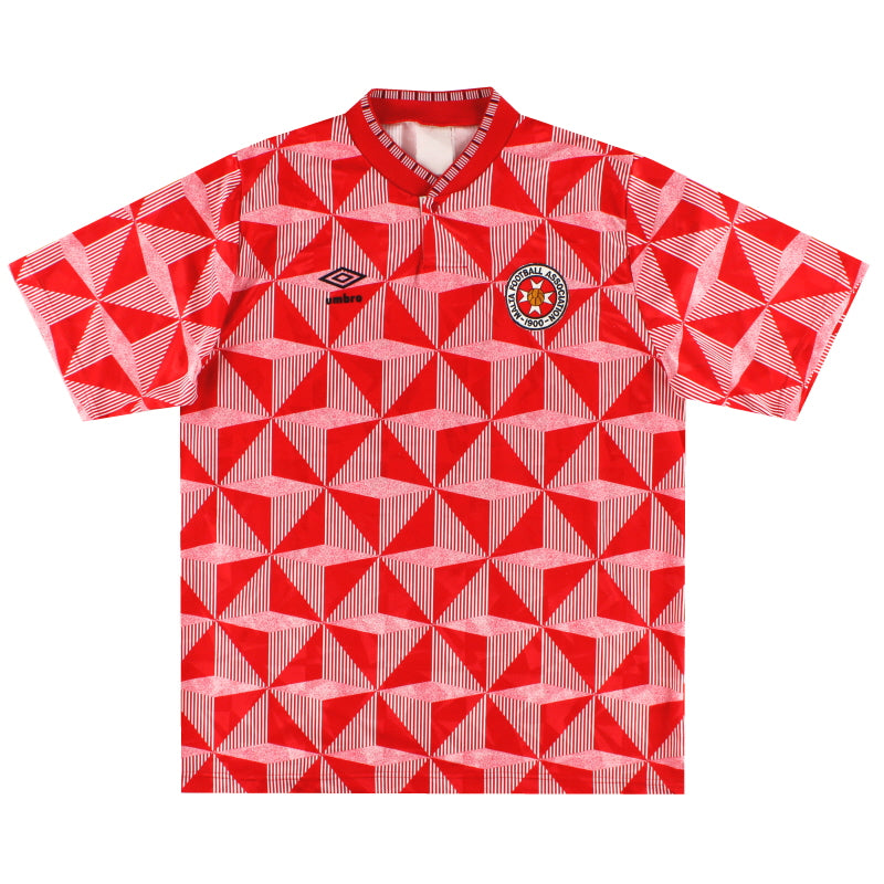 1990-91 Malta Umbro Home Shirt L Football Shirt