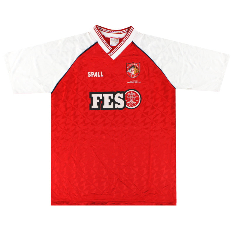 1990-91 Stirling Albion Spall 'Champions' Home Shirt *Mint* L Football Shirt