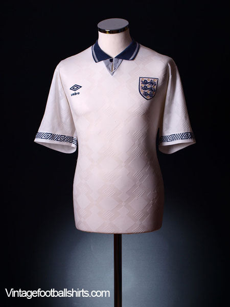 1990-92 England Home Shirt L Football Shirt