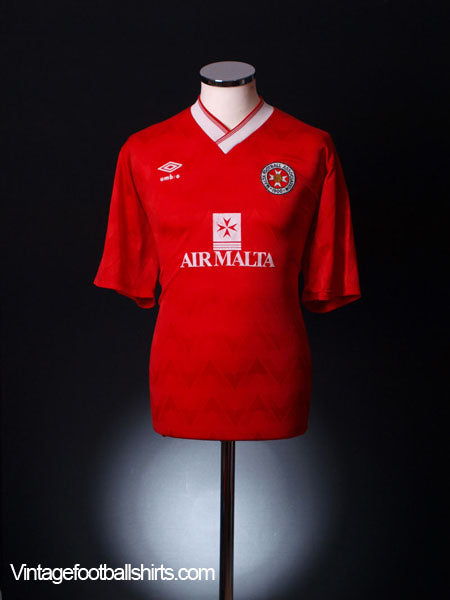 1990-92 Malta Match Worn Home Shirt #4 (vs. Scotland) Football Shirt