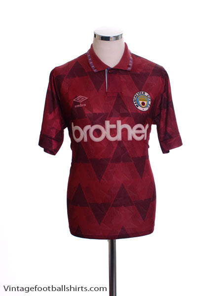 1990-92 Manchester City Away Shirt S Football Shirt