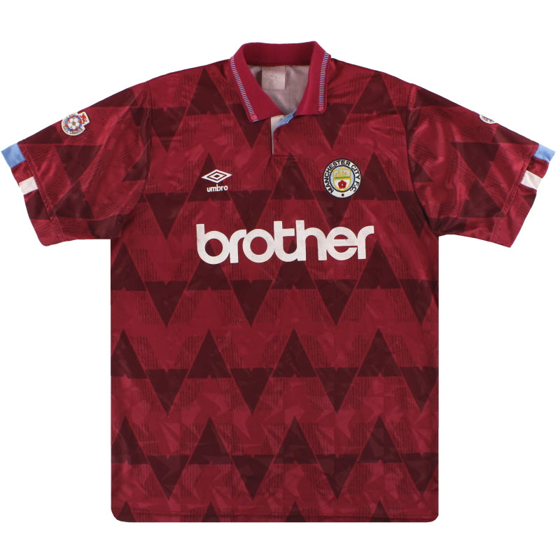 1990-92 Manchester City Umbro Match Issue Away Shirt #8 XL Football Shirt