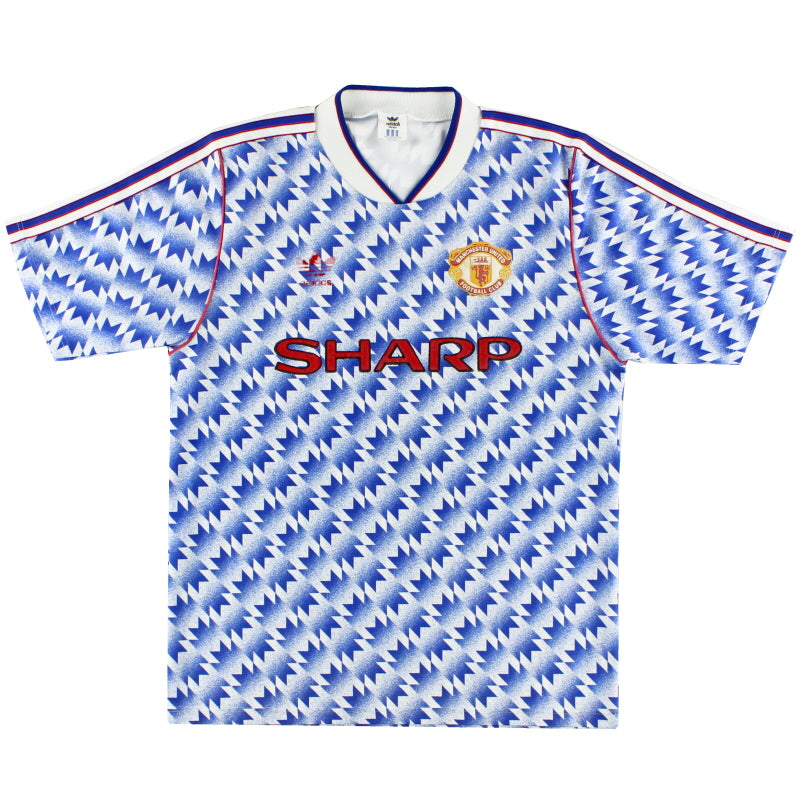 1990-92 Manchester United adidas Away Shirt L Football Shirt