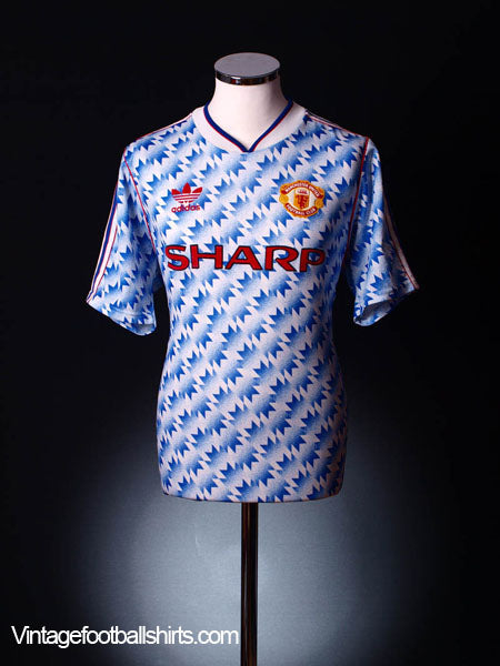 1990-92 Manchester United Away Shirt L Football Shirt
