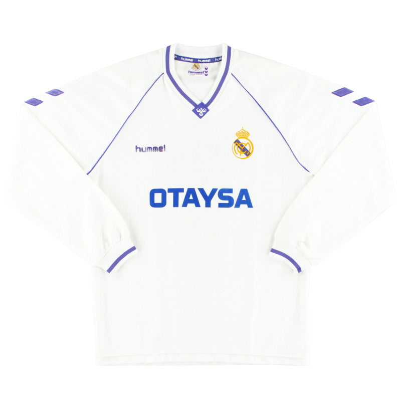 1990-92 Real Madrid Hummel Home Shirt L/S XL Football Shirt