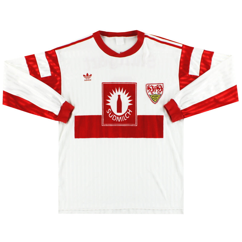 1990-92 Stuttgart adidas Home Shirt L/S #9 L Football Shirt