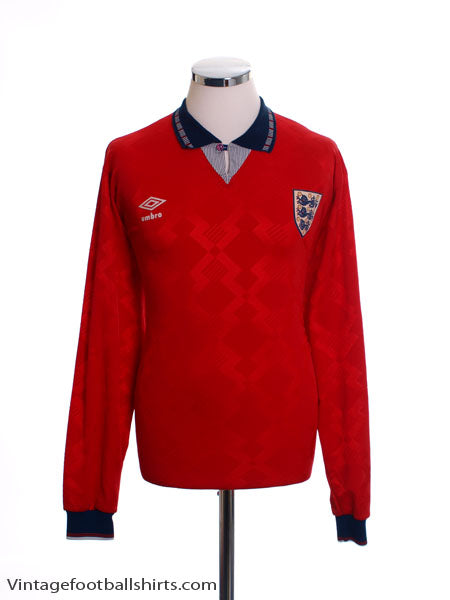 1990-93 England Away Shirt L/S L Football Shirt