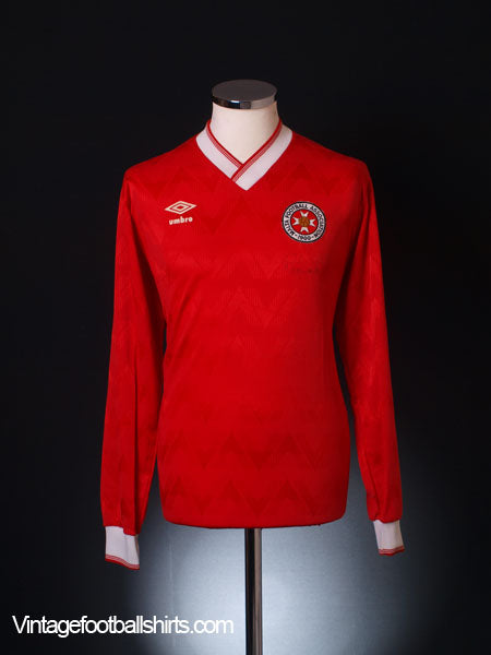 1990 Malta Signed Match Issue Home Shirt #8 L/S L Football Shirt