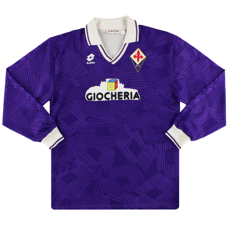 1991-92 Fiorentina Lotto Match Issue Home Shirt #9 L/S XL Football Shirt
