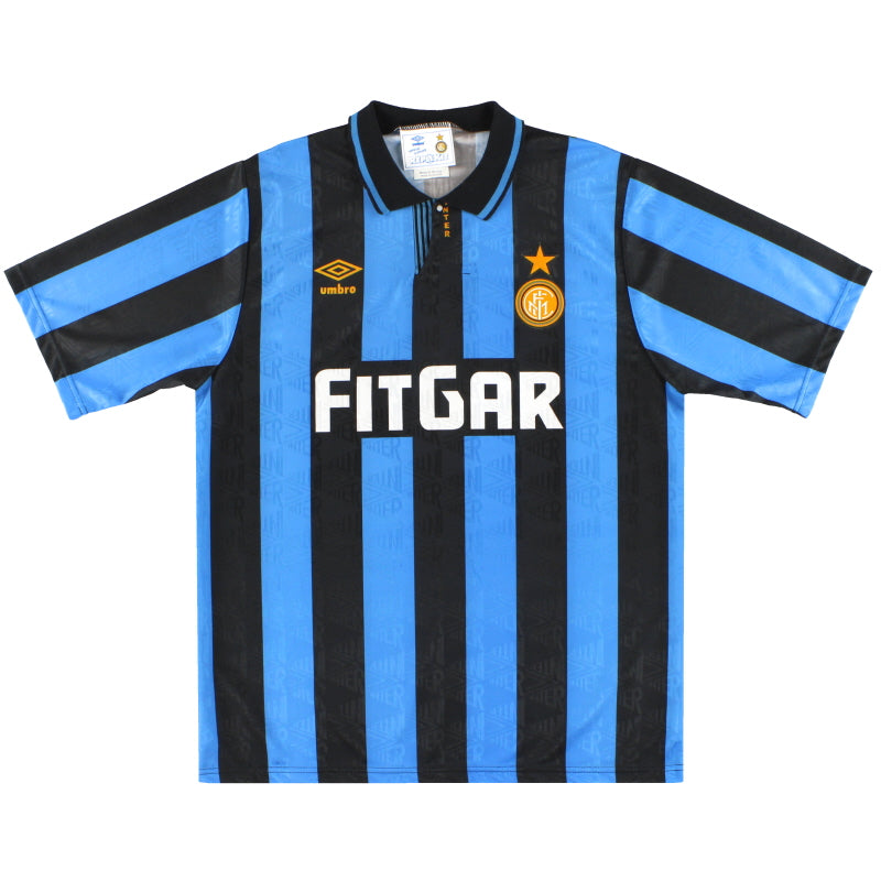 1991-92 Inter Milan Umbro Home Shirt L Football Shirt
