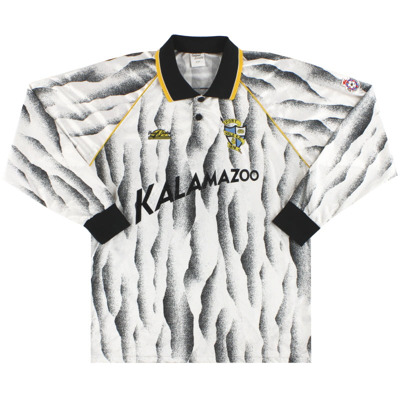 1991-92 Port Vale Match Issue Home Shirt L/S #3 L Football Shirt