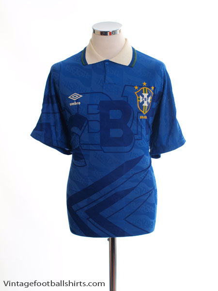 1991-93 Brazil Away Shirt M Football Shirt