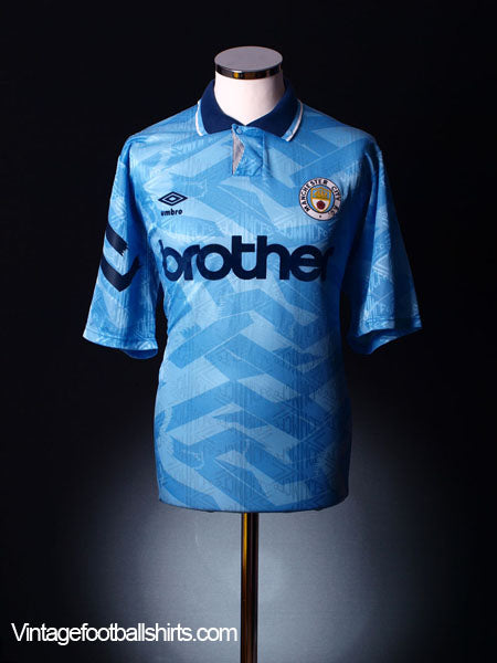 1991-93 Manchester City Home Shirt M Football Shirt