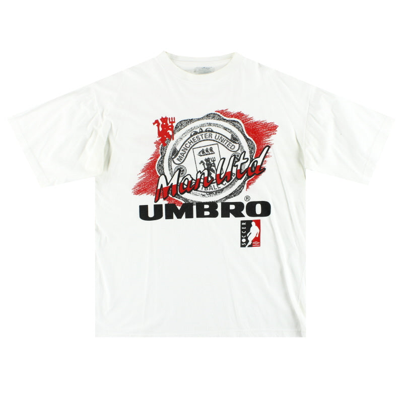 1992-93 Manchester United Umbro Graphic Tee L T-Shirt