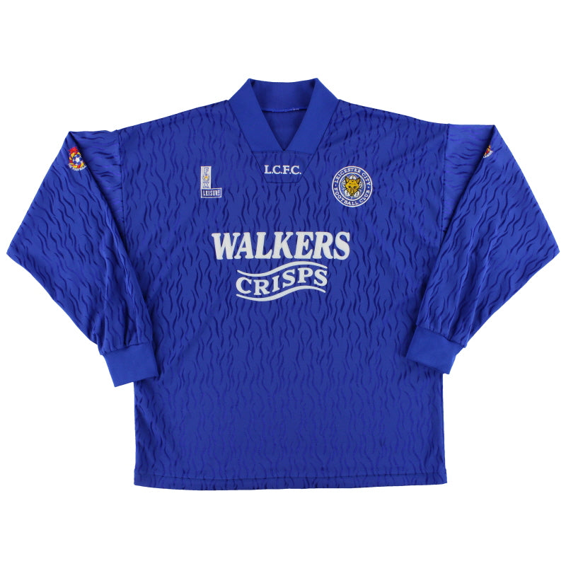 1992-94 Leicester Fox Leisure Match Issue Home Shirt L/S #4 XL Football Shirt