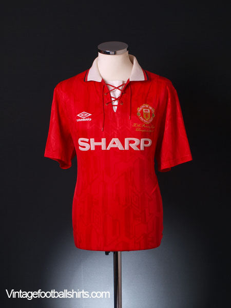 1992-94 Manchester United 'Premier League Champions' Home Shirt M Football Shirt