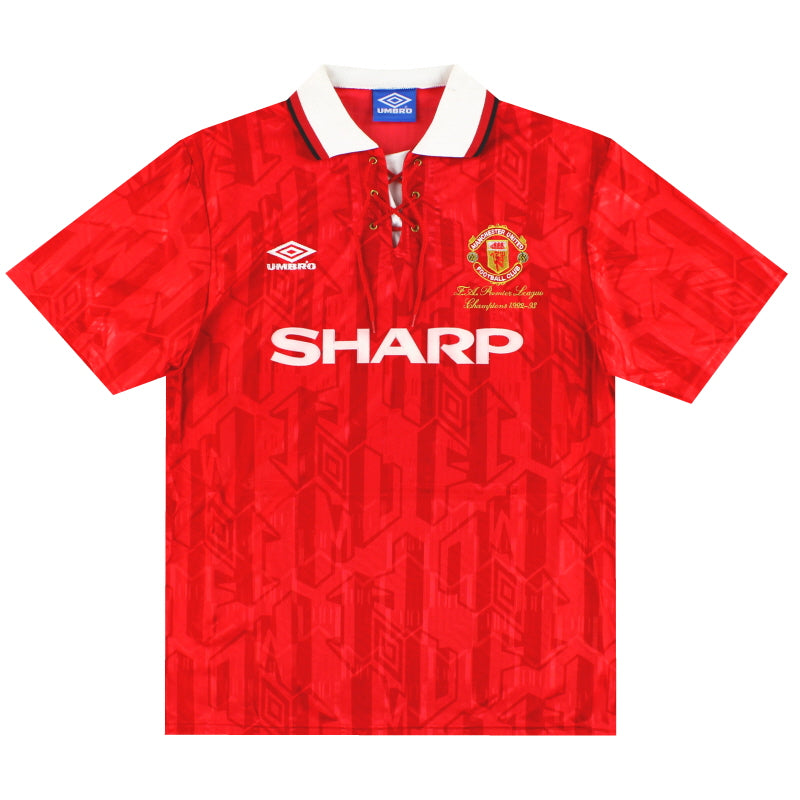1992-94 Manchester United Umbro 'Champions' Home Shirt L Football Shirt