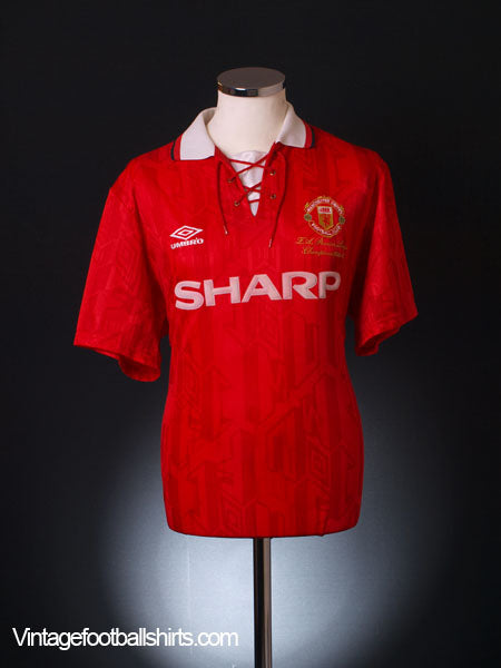 1993-94 Manchester United 'Premier League Champions' Home Shirt L Football Shirt
