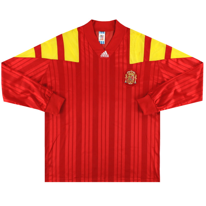 1993 Spain adidas Match Issue Home Shirt #18 L/S (v Ireland) L Football Shirt
