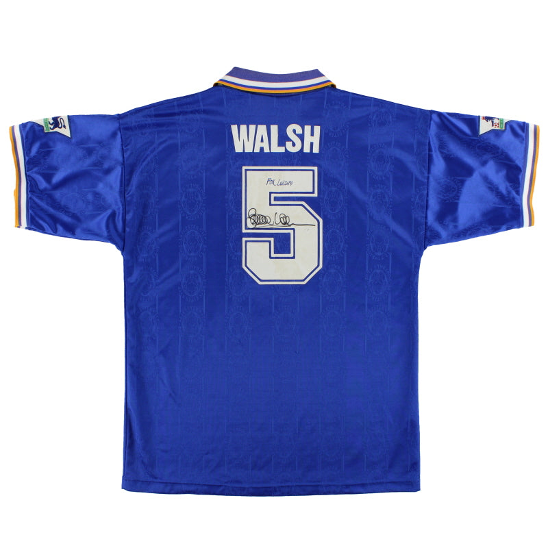1994-95 Leicester Fox Leisure Match Worn Home Shirt Walsh #5 L Football Shirt