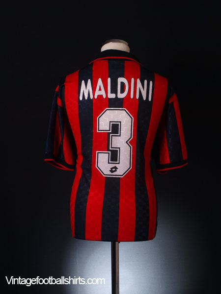 1995-96 AC Milan Home Shirt Maldini #3 XL Football Shirt