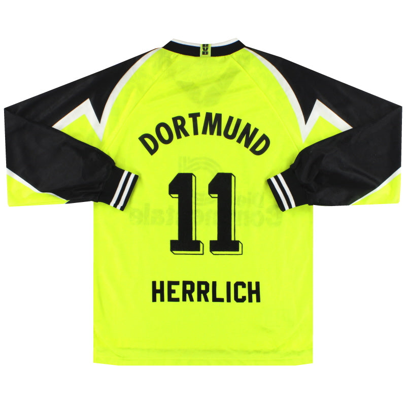 1995-96 Borussia Dortmund Nike Home Shirt Herrlich #11 L/S L Football Shirt