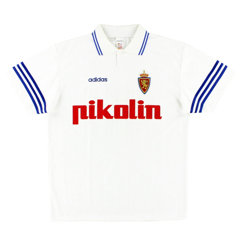 1995-96 Real Zaragoza adidas Home Shirt S Football Shirt