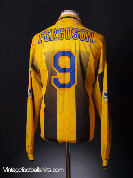 1996-98 Everton Match Worn Away Shirt Ferguson #9 L/S XXL Football Shirt