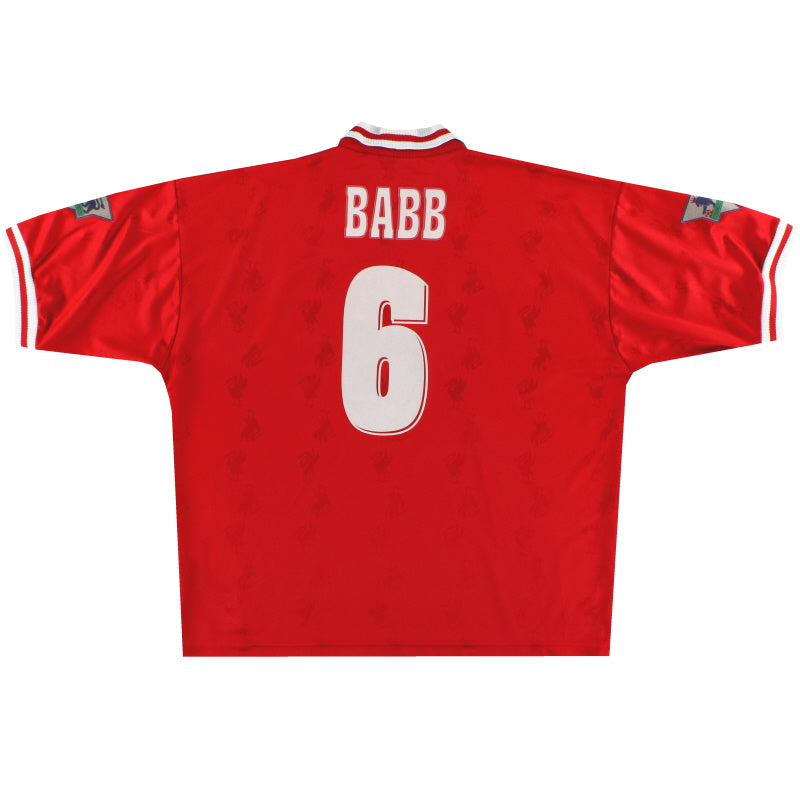 1996-98 Liverpool Reebok Home Shirt Babb #6 XL Football Shirt