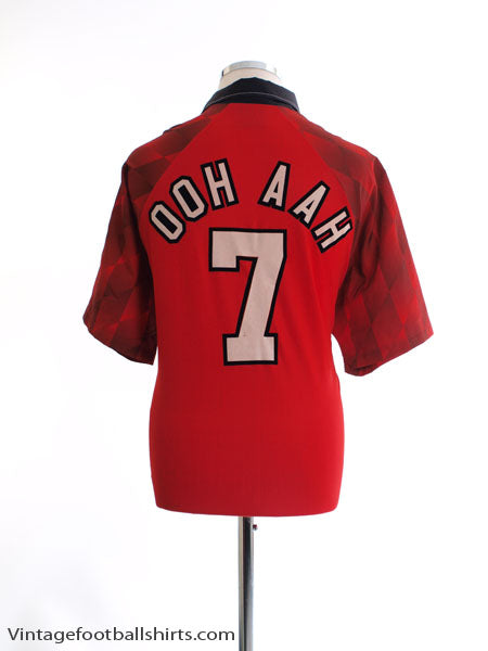 1996-98 Manchester United Home Shirt Ooh Aah #7 XL Football Shirt