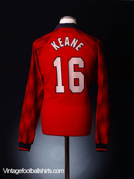 1996-98 Manchester United Home Shirt Keane #16 L/S XL Football Shirt