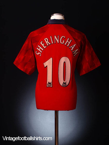 1996-98 Manchester United Home Shirt Sheringham #10 L Football Shirt