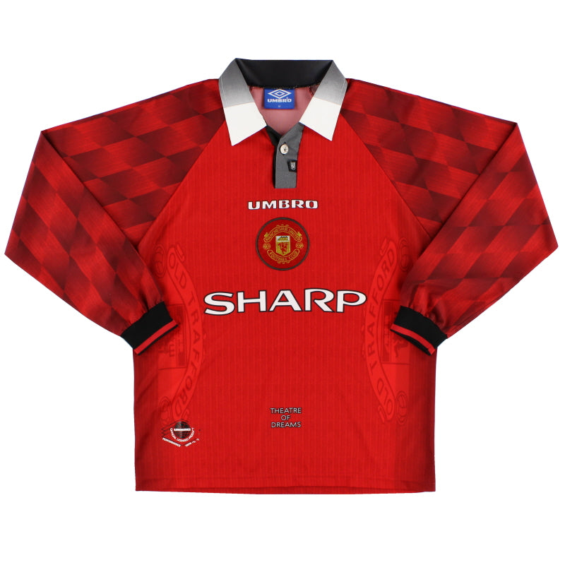 1996-98 Manchester United Umbro Home Shirt L/S *Mint* L Football Shirt