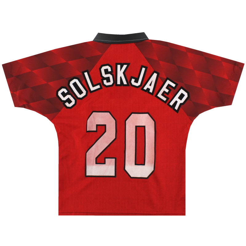 1996-98 Manchester United Umbro Home Shirt Solskjaer #20 L.Boys Football Shirt